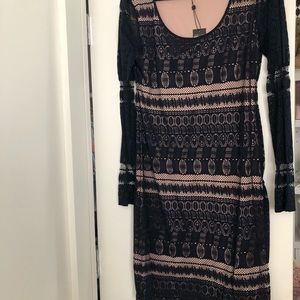 BCBG midnight navy lace dress size large - NWT